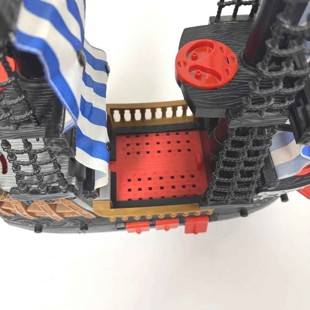 Fisher-Price Imaginext Pirate Ship Toy Black W5927 Large Playset Blue Sails 18in